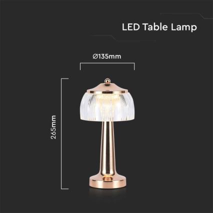 LED Zatemnitvena polnilna namizna svetilka na dotik LED/1W/5V 3000-6000K 1800 mAh Rosegold