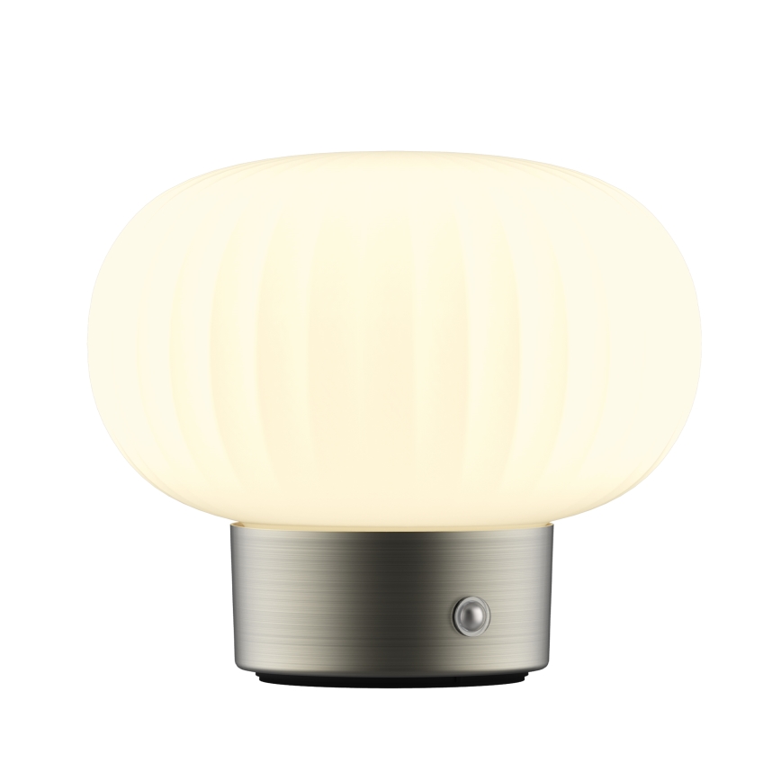 LED Zatemnitvena namizna svetilka na dotik LATTE LED/1,8W/5V USB 2000 mAh mat krom/bela