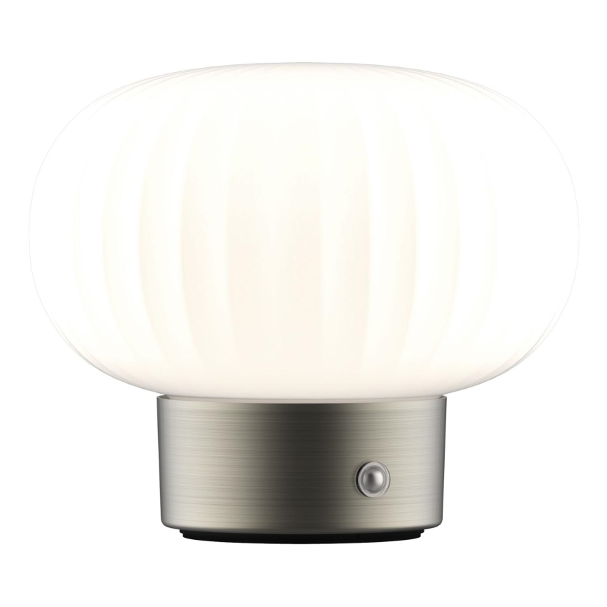 LED Zatemnitvena namizna svetilka na dotik LATTE LED/1,8W/5V USB 2000 mAh mat krom/bela