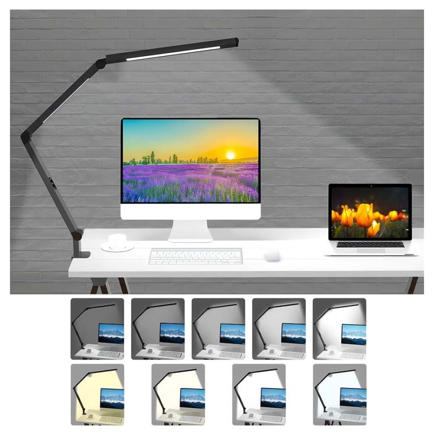 LED Zatemnitvena na dotik fleksibilna namizna svetilka POINTIQ LED/12W/230V 3000/4000/5000/6500K CRI 92 črna