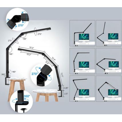 LED Zatemnitven na dotik flexible namizna svetilka LED/12W/230V 3000/4000/5000/6500K CRI 92 črna