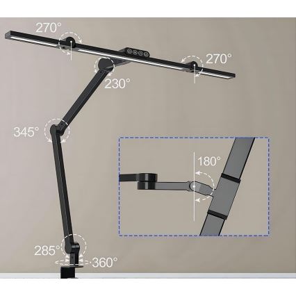 LED Zatemnitvena fleksibilna namizna svetilka na dotik LED/24W/230V 3000-6500K CRI 92 črna