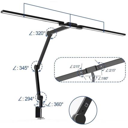 LED Zatemnitvena na dotik fleksibilna namizna svetilka POINTIQ LED/24W/230V 3000-6500K CRI 92 črna