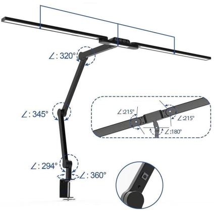 LED Zatemnitven na dotik flexible namizna svetilka LED/24W/230V 3000-6500K CRI 92 črna