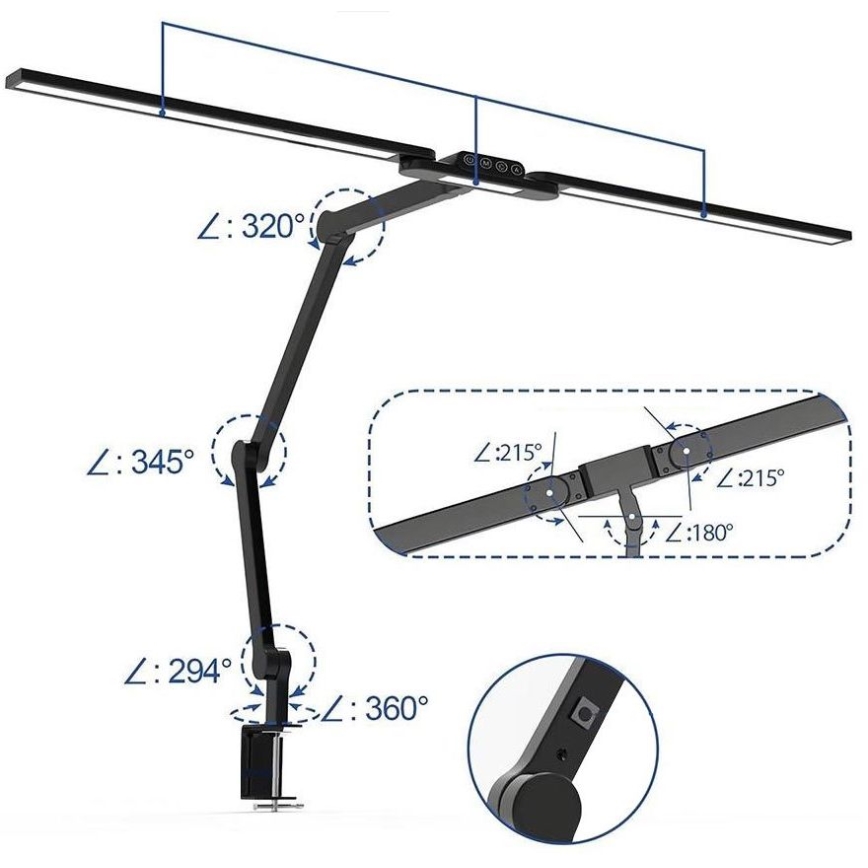 LED Zatemnitvena na dotik fleksibilna namizna svetilka POINTIQ LED/24W/230V 3000-6500K CRI 92 črna