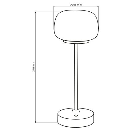 LED Zatemnitvena namizna svetilka na dotik RIMINI LED/2W/5V USB 2000 mAh mat krom/bela