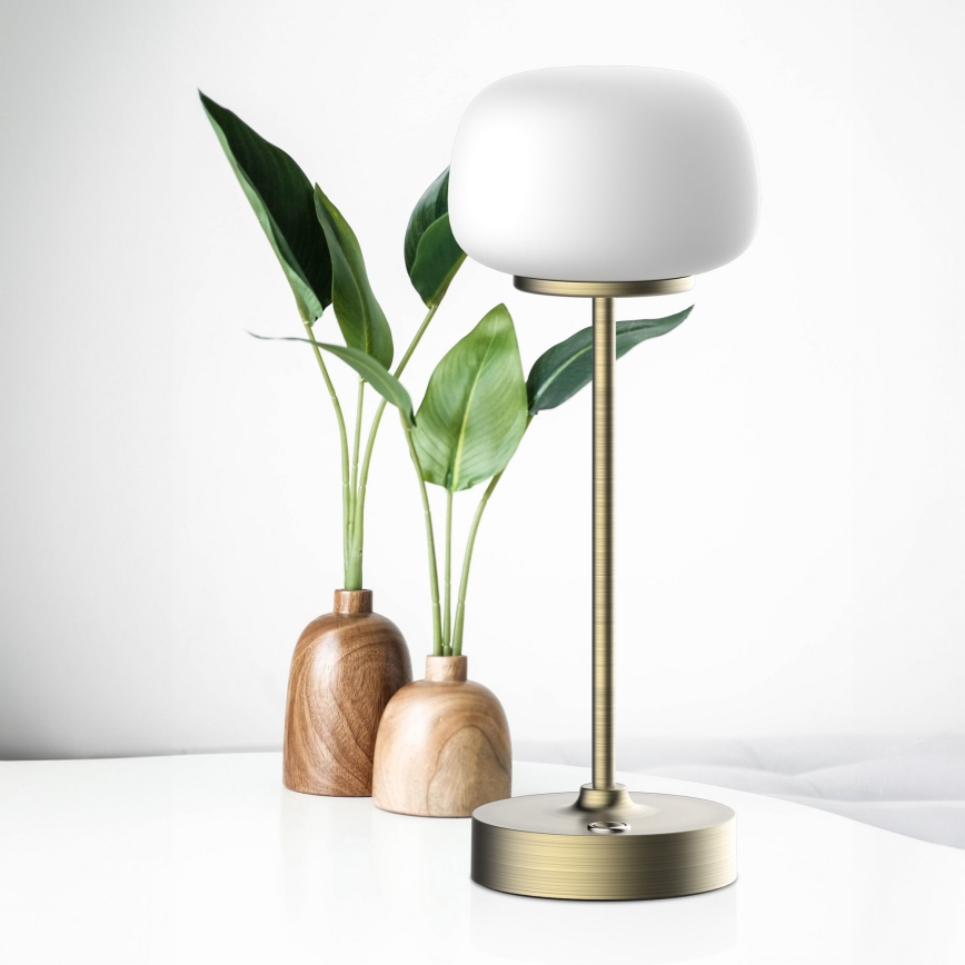 LED Zatemnitvena namizna svetilka na dotik RIMINI LED/2W/5V USB 2000 mAh zlata/bela