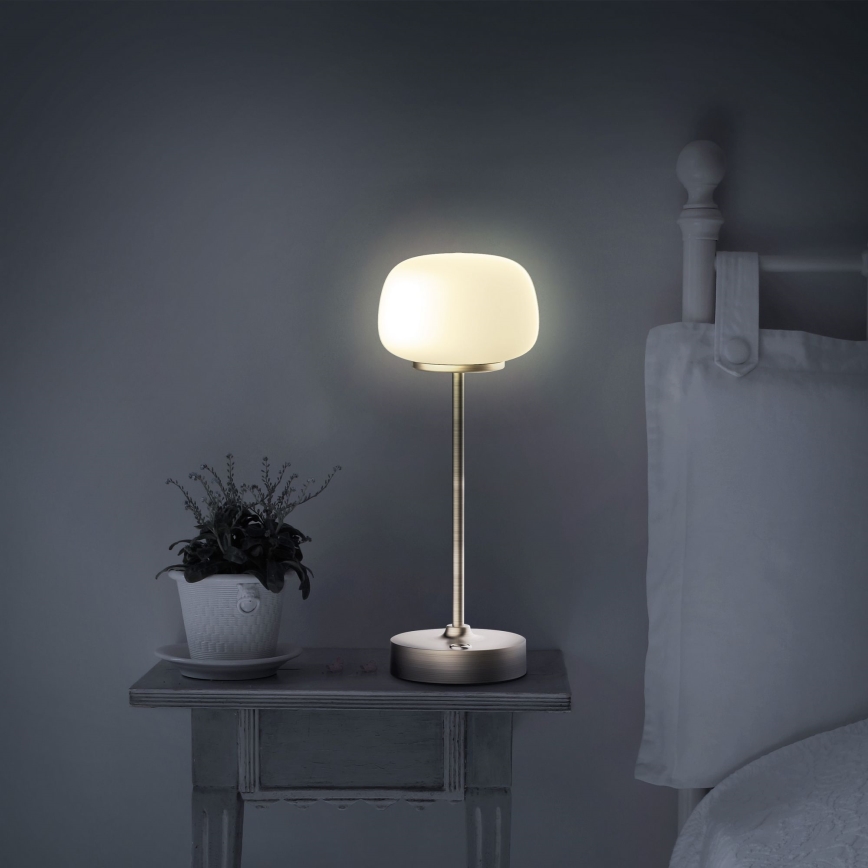 LED Zatemnitvena namizna svetilka na dotik RIMINI LED/2W/5V USB 2000 mAh zlata/bela