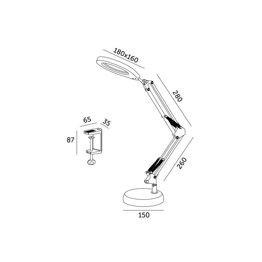 LED Zatemnitvena namizna svetilka s povečevalnim steklom 2v1 AURIQ LOUPE LED/10W/5V 3000/4000/6500K črna