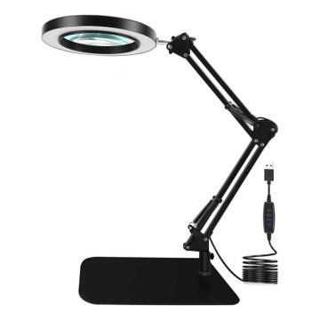 LED Zatemnitvena namizna svetilka s povečevalnim steklom LED/11W/5V 3000-6000K črna