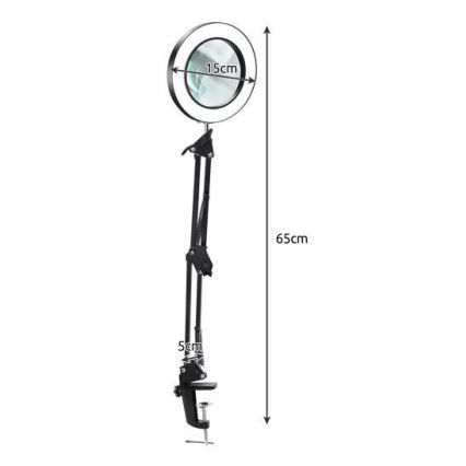 LED Zatemnitvena namizna svetilka s povečevalnim steklom LED/6W/5V 3000K/4000K/6000K črna