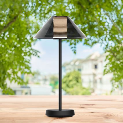 LED Zatemnitvena zunanja namizna svetilka na dotik SERENGETI LED/3,4W/5V USB 3600 mAh IP44 črna
