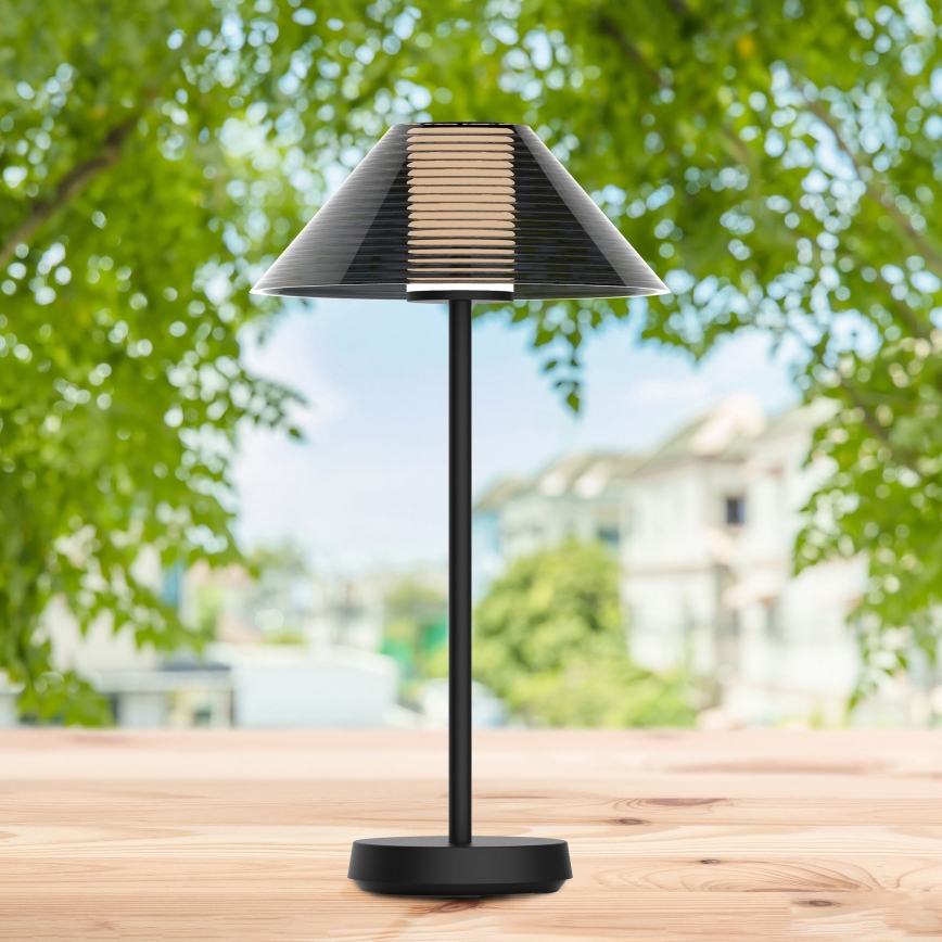 LED Zatemnitvena zunanja namizna svetilka na dotik SERENGETI LED/3,4W/5V USB 3600 mAh IP44 črna