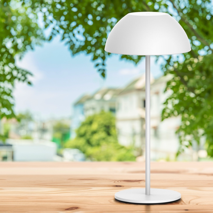 LED Zatemnitvena zunanja namizna svetilka na dotik TANZANIA LED/1,8W/5V USB 1800 mAh IP44 bela