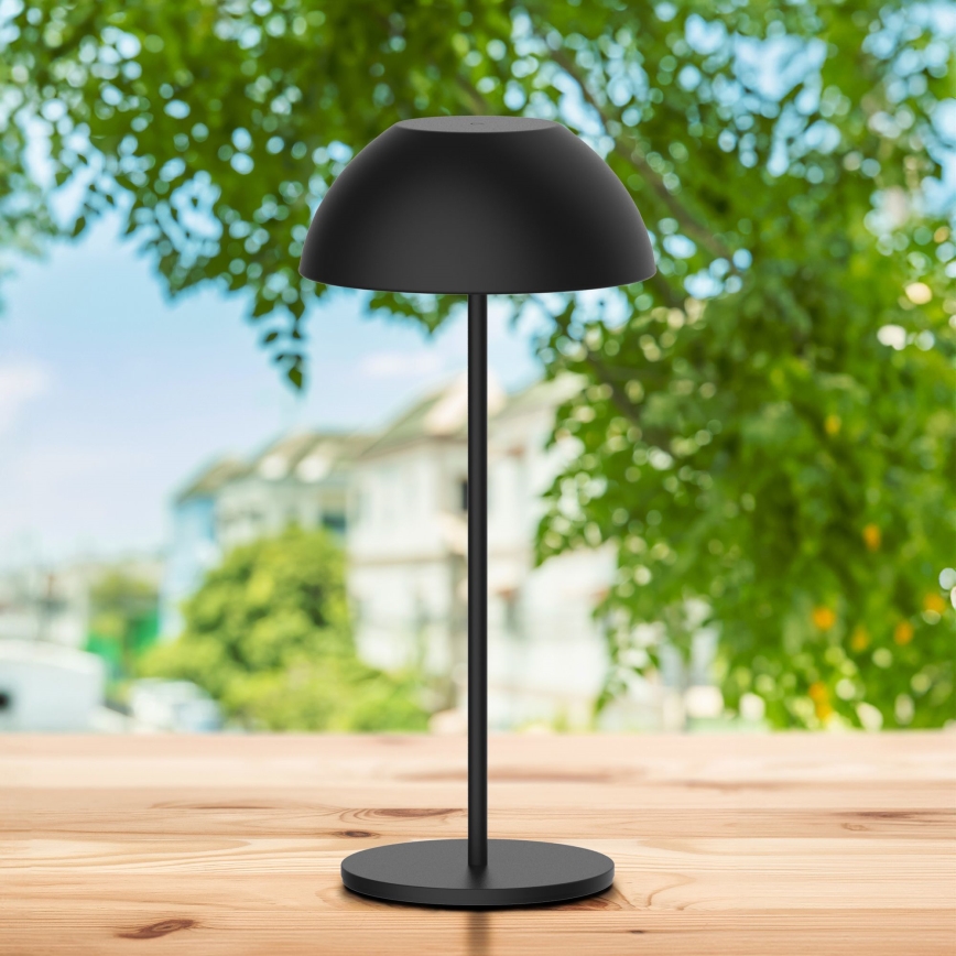 LED Zatemnitvena zunanja namizna svetilka na dotik TANZANIA LED/1,8W/5V USB 1800 mAh IP44 črna