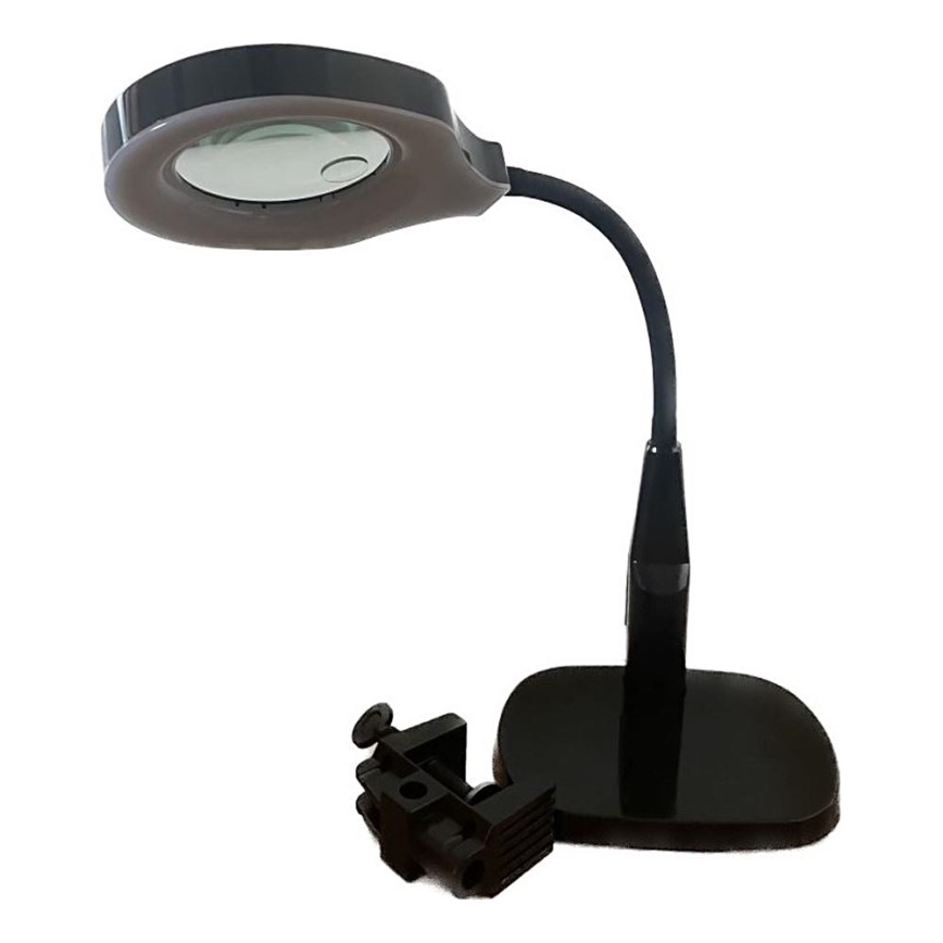 LED zatemnitvena namizna svetilka z bifokalnim povečevalnim steklom LED/6W/230V 6000-7000K črna