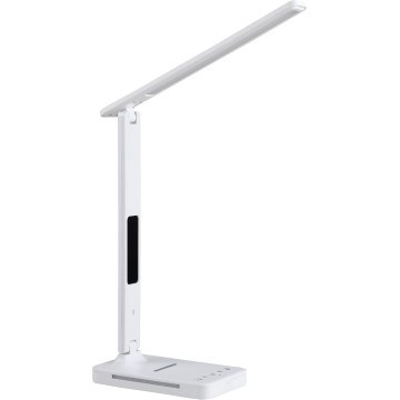LED Zatemnitvena namizna svetilka z brezžičnim polnjenjem QI, zaslon in USB port LED/7W/230V 3000-6000K bela