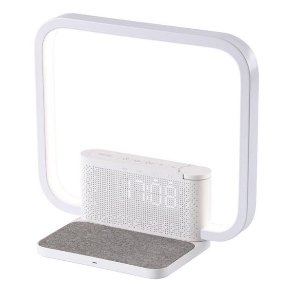 LED Zatemnitvena namizna svetilka z budilka in Qi polnjenje LED/18W/230V bela