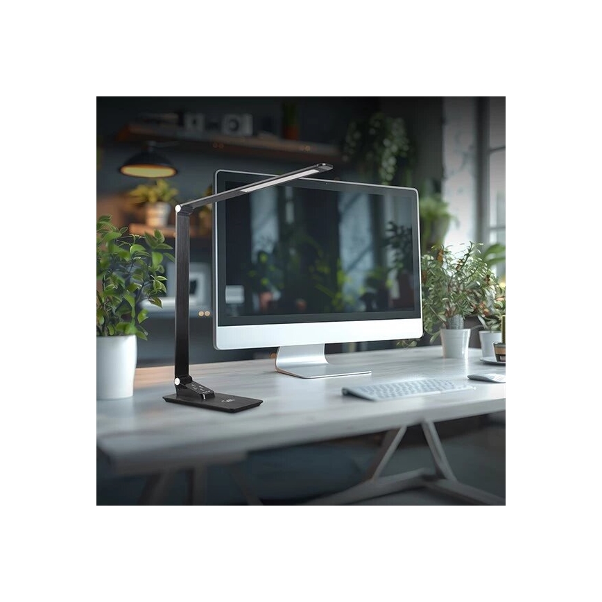 LED Zatemnitvena namizna svetilka z USB LED/7W/230V 3000K/4000K/5500K črna