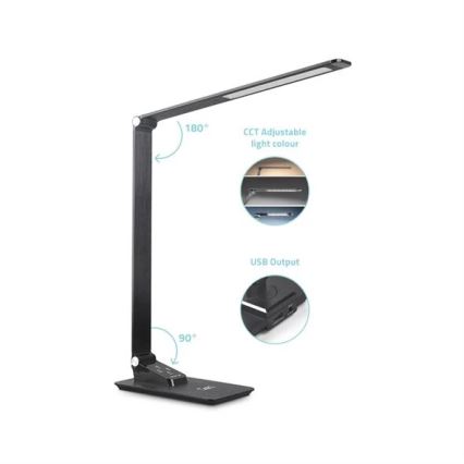 LED Zatemnitvena namizna svetilka z USB LED/7W/230V 3000K/4000K/5500K črna