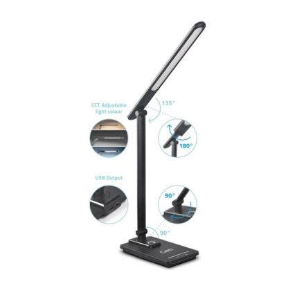 LED Zatemnitvena namizna svetilka z USB LED/9W/230V 3000K/4000K/5500K črna