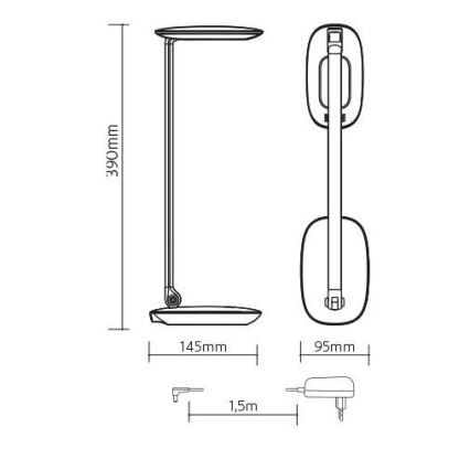 LED Zatemnitvena namizna svetilka z USB MOANA LED/6W/230V roza