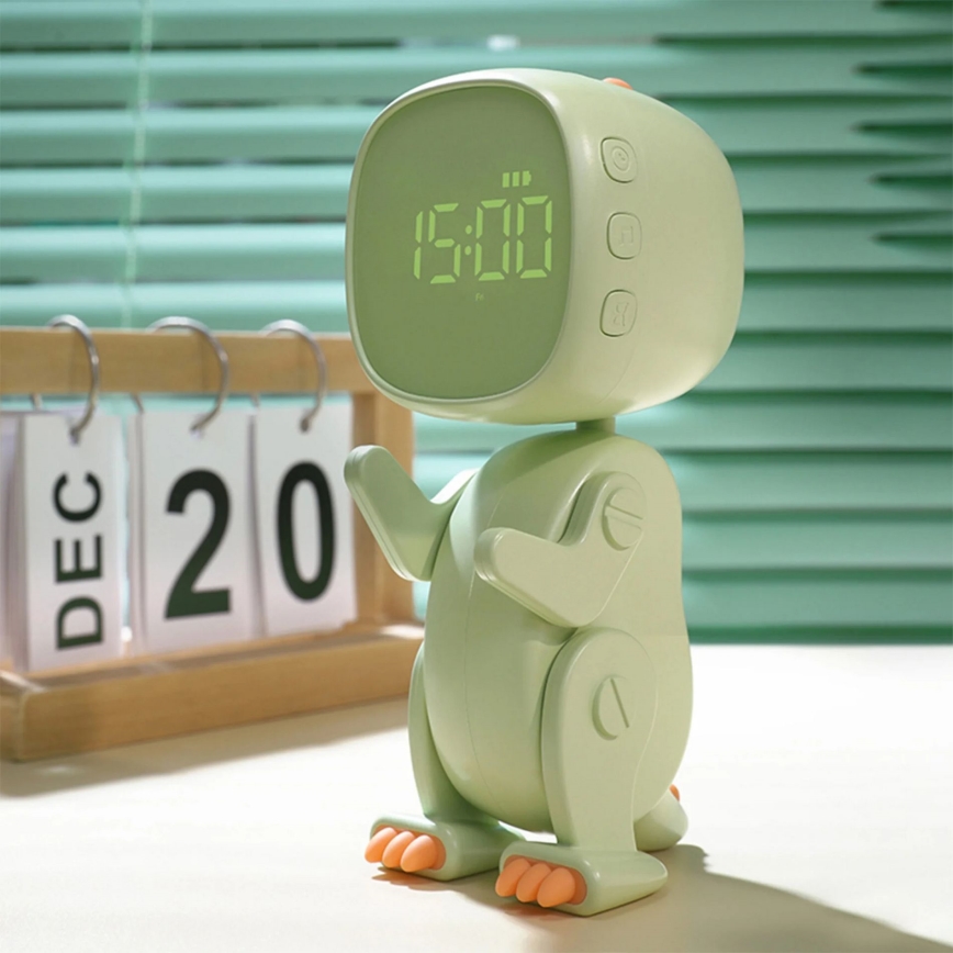 LED RGBW Zatemnitvena otroška nočna mala svetilka z budilko ROBOT LED/1W/5V 1200 mAh