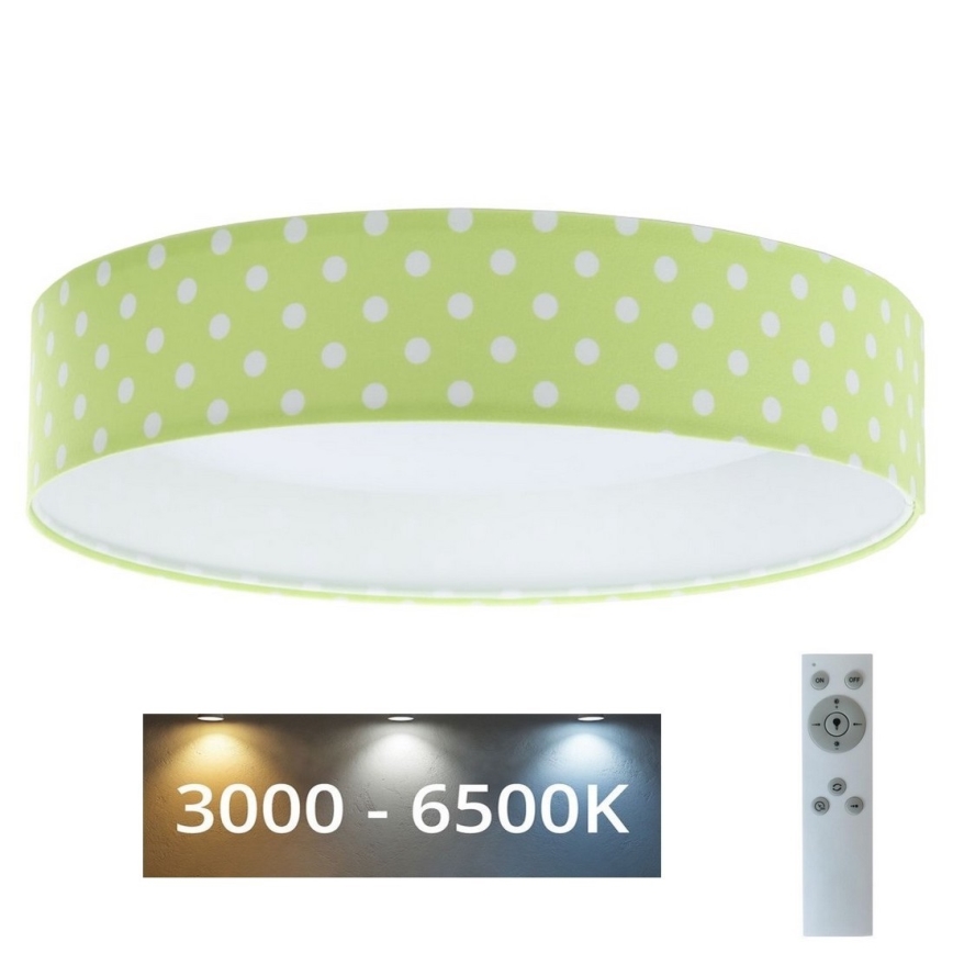 LED Zatemnitvena otroška stropna svetilka SMART GALAXY KIDS LED/24W/230V 3000-6500K pike zelena/bela + Daljinski upravljalnik