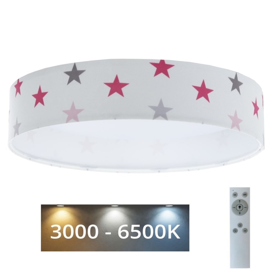 LED Zatemnitvena otroška stropna svetilka SMART GALAXY KIDS LED/24W/230V 3000-6500K zvezde bela/roza/siva + Daljinski upravljalnik