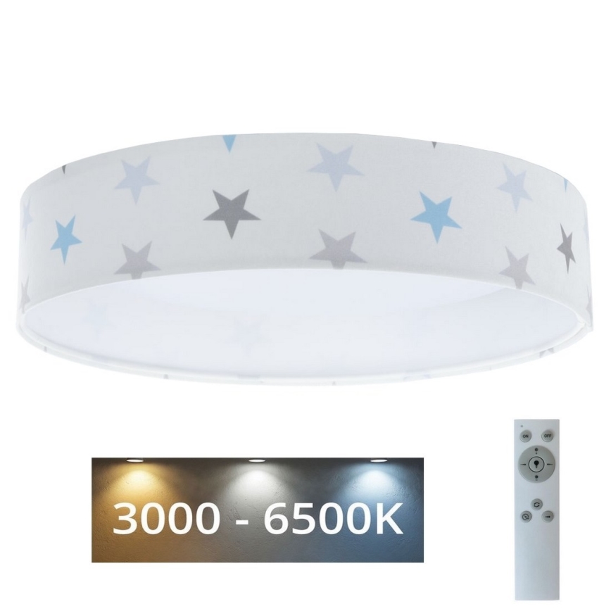 LED Zatemnitvena otroška stropna svetilka SMART GALAXY KIDS LED/24W/230V 3000-6500K zvezde bela/siva/modra + Daljinski upravljalnik