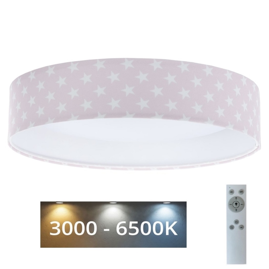 LED Zatemnitvena otroška stropna svetilka SMART GALAXY KIDS LED/24W/230V 3000-6500K zvezde roza/bela + Daljinski upravljalnik