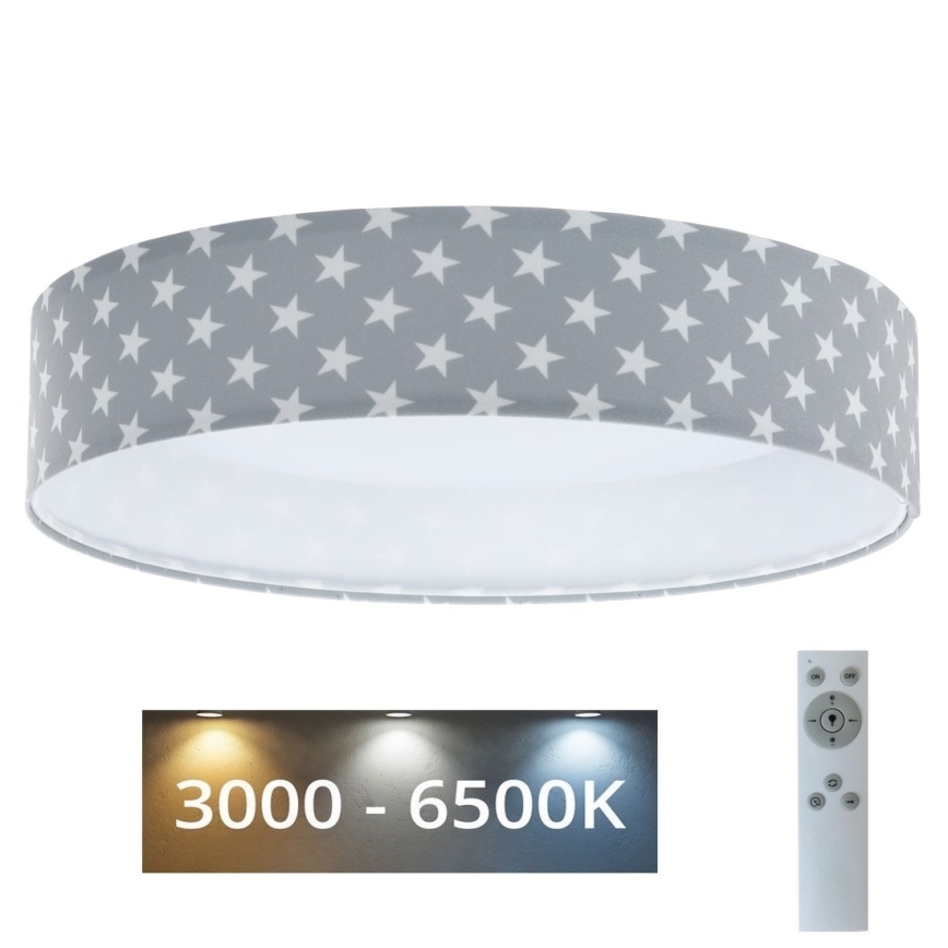 LED Zatemnitvena otroška stropna svetilka SMART GALAXY KIDS LED/24W/230V 3000-6500K zvezde siva/bela + Daljinski upravljalnik