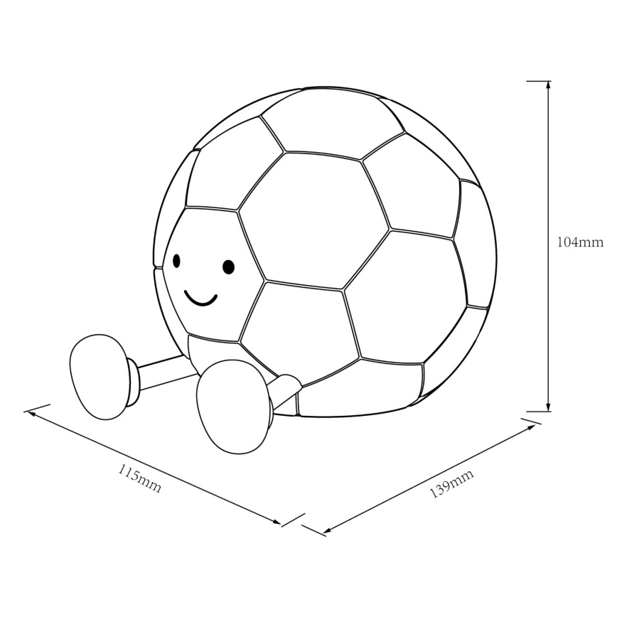 LED Zatemnitvena otroška svetilka na dotik FOOTBALL LED/2W/5V USB 1200 mAh bela/črna