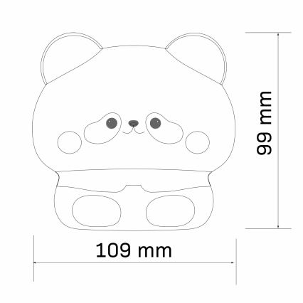 LED Zatemnitvena otroška svetilka na dotik PANDA LED/2W/3,7V 1200 mAh