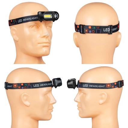 LED Zatemnitvena polnilna naglavna svetilka 2xLED/5V IP44 210 sijajni 2000 mAh