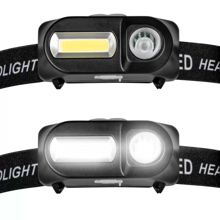 LED Zatemnitvena polnilna naglavna svetilka 2xLED/5V IP44 210 sijajni 2000 mAh