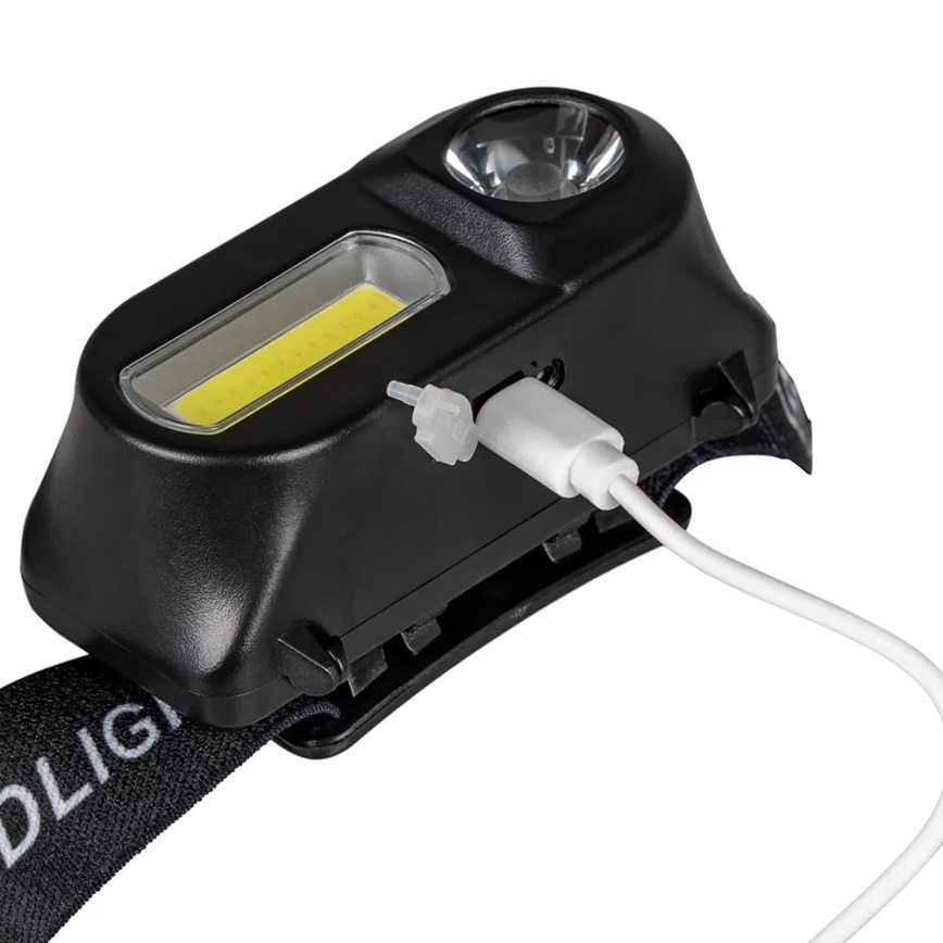 LED Zatemnitvena polnilna naglavna svetilka 2xLED/5V IP44 210 sijajni 2000 mAh
