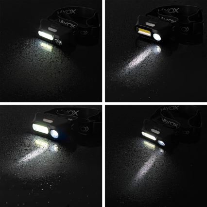 LED Zatemnitvena polnilna naglavna svetilka 2xLED/5V IPX4 250 sijajni 2000 mAh