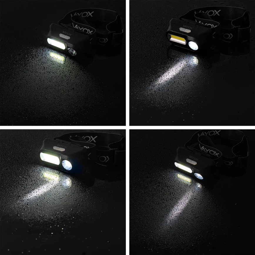 LED Zatemnitvena polnilna naglavna svetilka 2xLED/5V IPX4 250 sijajni 2000 mAh