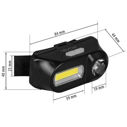 LED Zatemnitvena polnilna naglavna svetilka 2xLED/5V IPX4 250 sijajni 2000 mAh