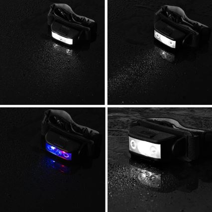LED Zatemnitvena polnilna naglavna svetilka 3xLED/5V IPX4 100 sijajni 1200 mAh