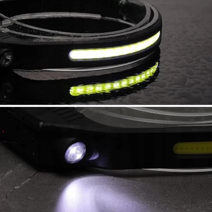 LED Zatemnitvena polnilna naglavna svetilka s senzorjem 2xLED/5V IP44 350 sijajni 1200 mAh