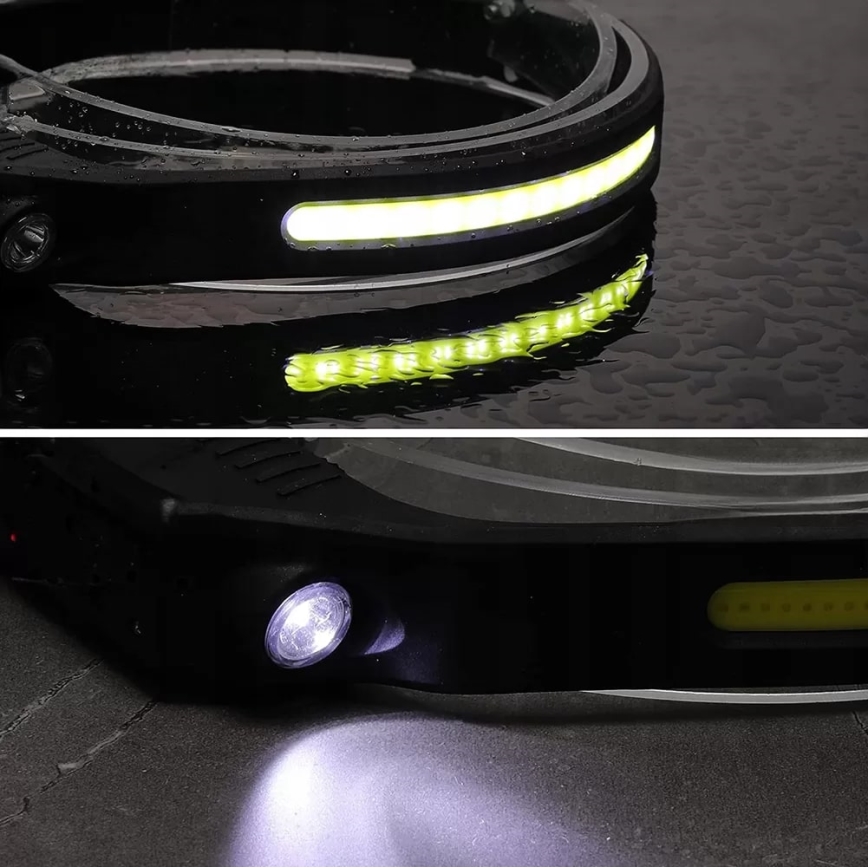 LED Zatemnitvena polnilna naglavna svetilka s senzorjem 2xLED/5V IP44 350 sijajni 1200 mAh