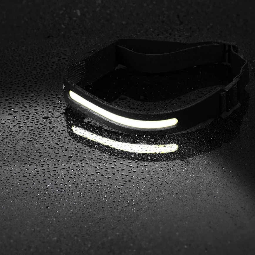 LED Zatemnitvena polnilna naglavna svetilka s senzorjem 2xLED/5V IP44 350 sijajni 1200 mAh