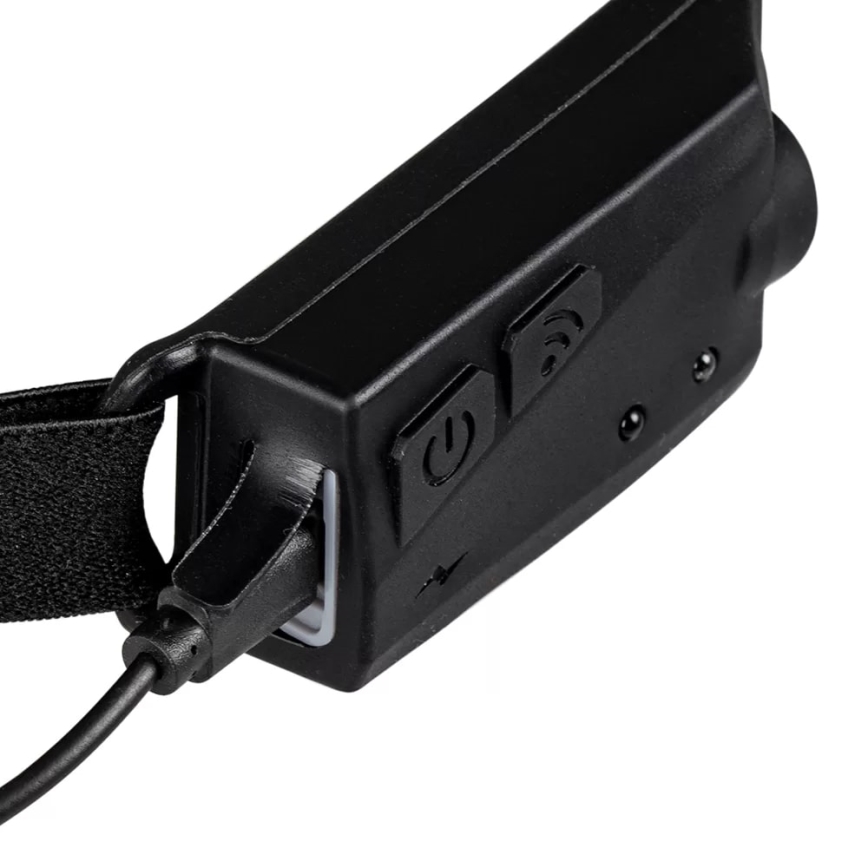 LED Zatemnitvena polnilna naglavna svetilka s senzorjem 2xLED/5V IP44 350 sijajni 1200 mAh