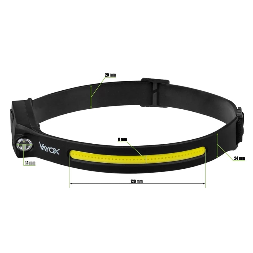 LED Zatemnitvena polnilna naglavna svetilka s senzorjem 2xLED/5V IP44 350 sijajni 1200 mAh