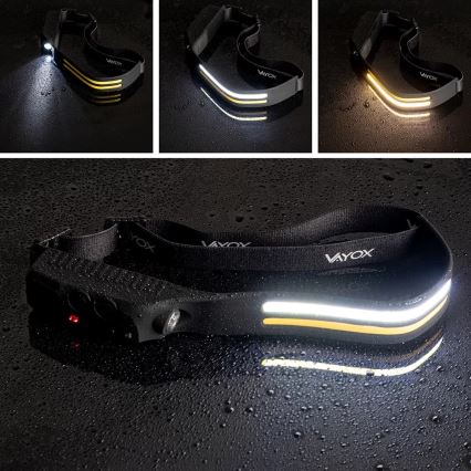 LED Zatemnitvena polnilna naglavna svetilka s senzorjem 3xLED/5V IP44 300 sijajni 1200 mAh