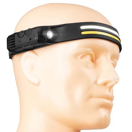 LED Zatemnitvena polnilna naglavna svetilka s senzorjem 3xLED/5V IP44 300 sijajni 1200 mAh