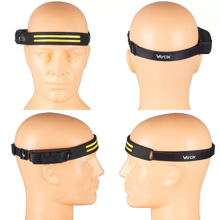 LED Zatemnitvena polnilna naglavna svetilka s senzorjem 3xLED/5V IP44 300 sijajni 1200 mAh