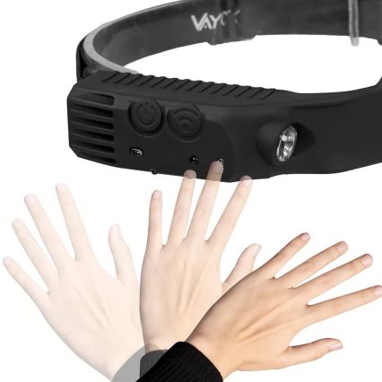 LED Zatemnitvena polnilna naglavna svetilka s senzorjem 3xLED/5V IP44 300 sijajni 1200 mAh